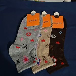 Women’s Brown - Cream - Gray Monogram Socks (set of 3)